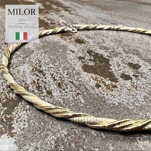 MILOR Vintage 2-Tone Gold Silver 925 Sterling Silver Rope Necklace 18” Italy EVC